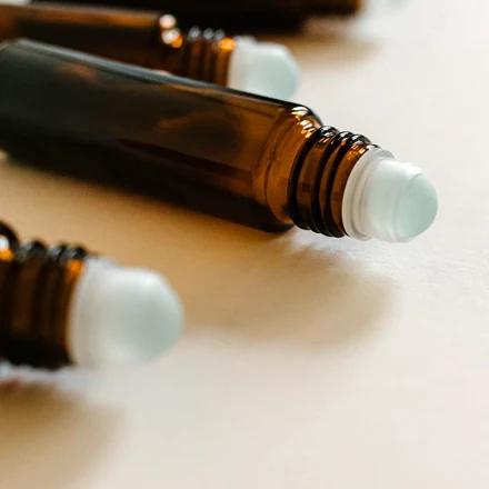 Amber glass roll-on bottles